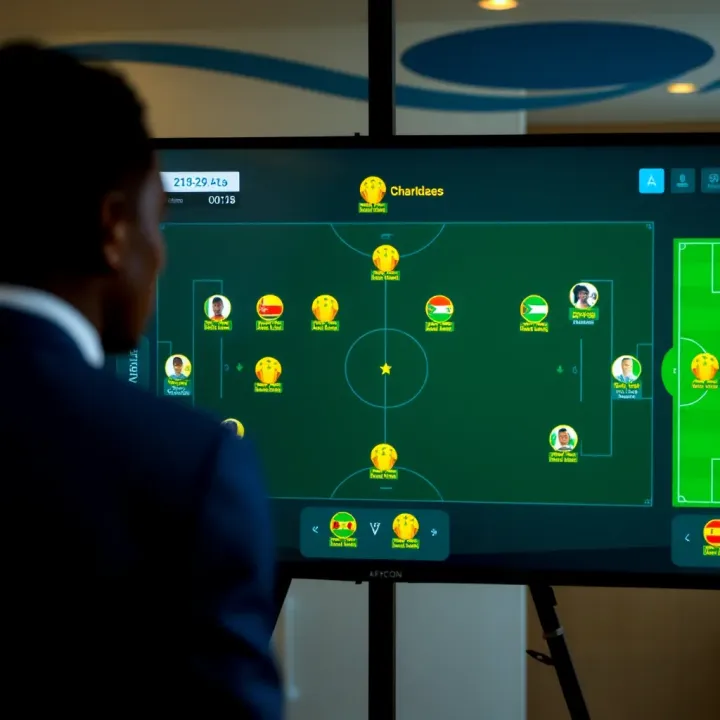 Tactical board displaying strategic game plans and player formations for Africa Cup of Nations teams