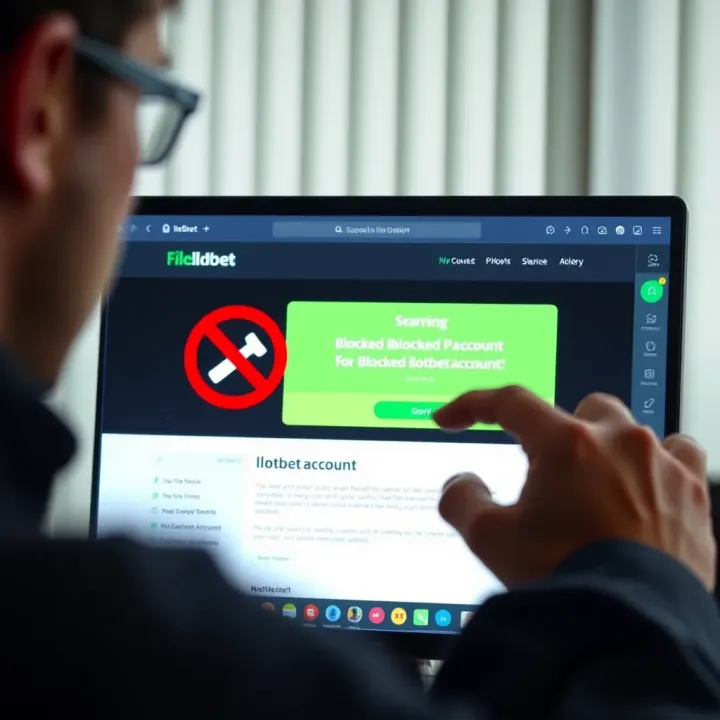 User examining blocked Ilotbet account notification on a computer screen