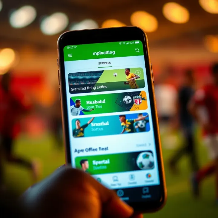 Smartphone displaying a popular Nigerian mobile betting app interface with sports icons