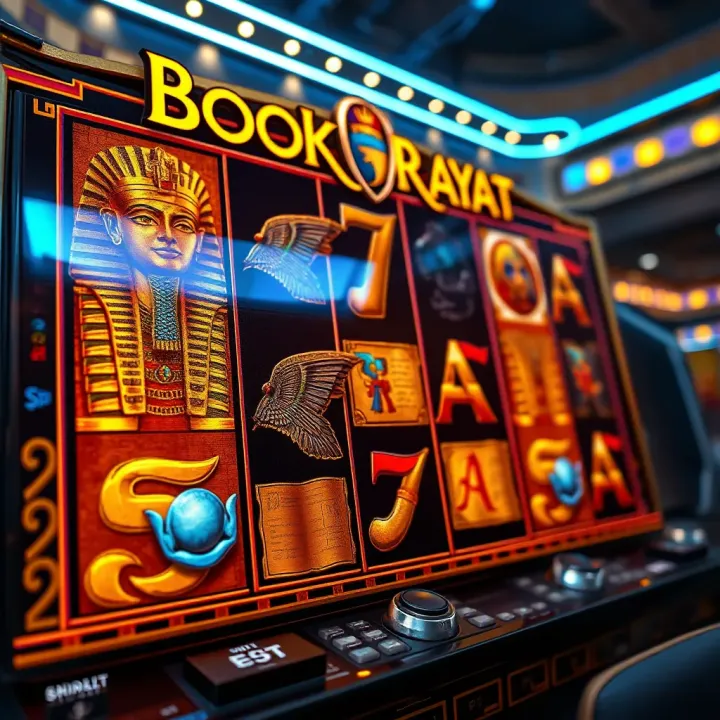 Book of Ra slot game screen displaying ancient Egyptian theme with reels and symbols like scarabs and books
