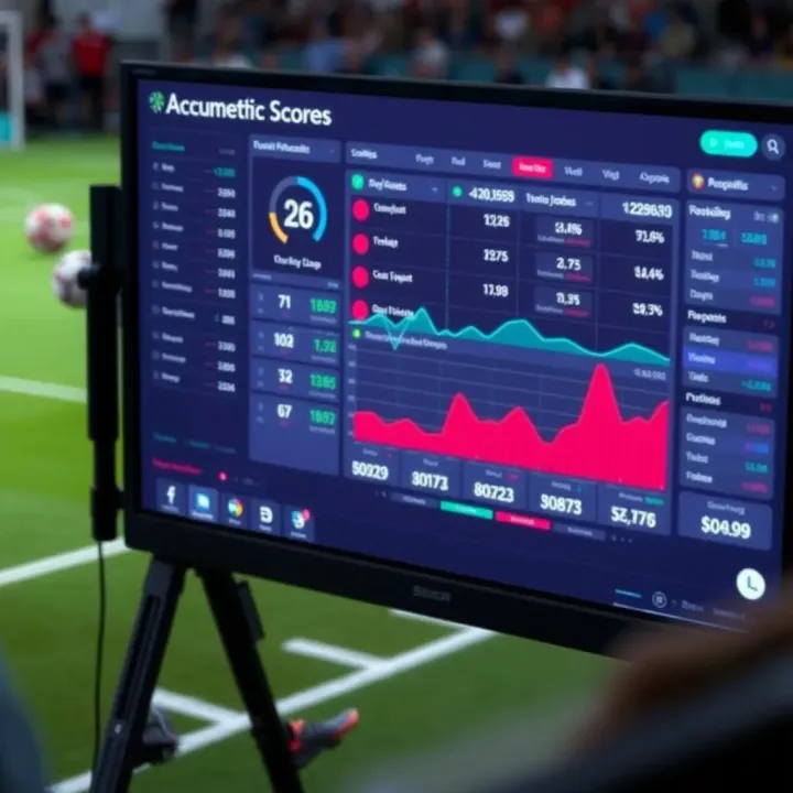 Detailed football match statistics and data analysis on a digital screen