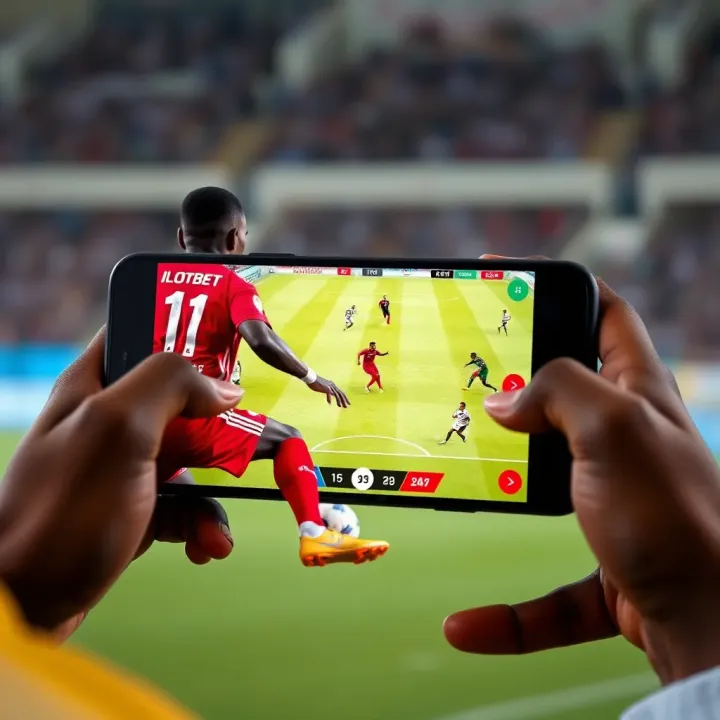 Soccer match live streaming interface on a mobile device in Nigeria