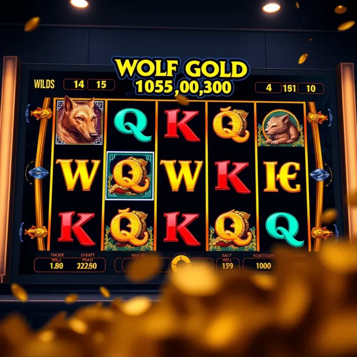 Ilotbet Wolf Gold Demo Slot Interface Display Screenshot of Ilotbet Wolf Gold demo slot game interface showing reels with wild and scatter symbols