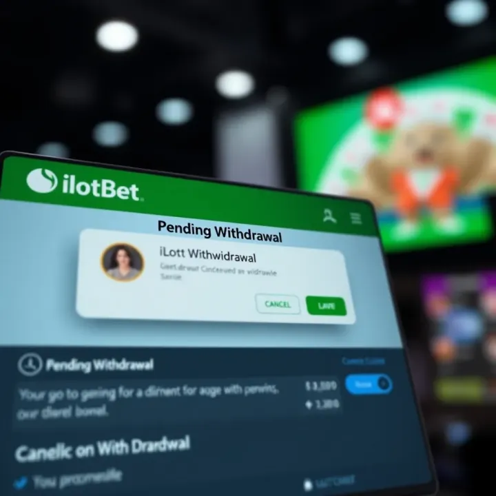 User interface showing the cancellation option for a pending withdrawal on iLotBet platform