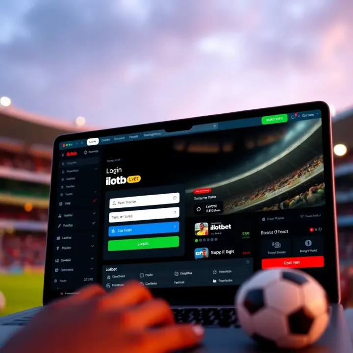 Screenshot of ilotbet homepage displaying login fields and navigation menu