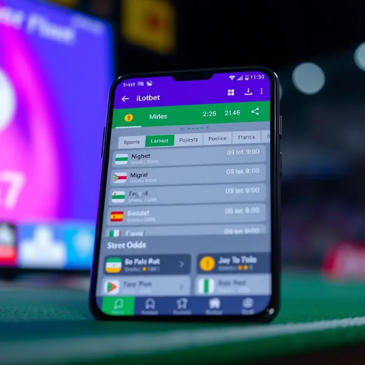 User interface of Ilotbet APK showing various Nigerian sports betting markets and live odds on Android device