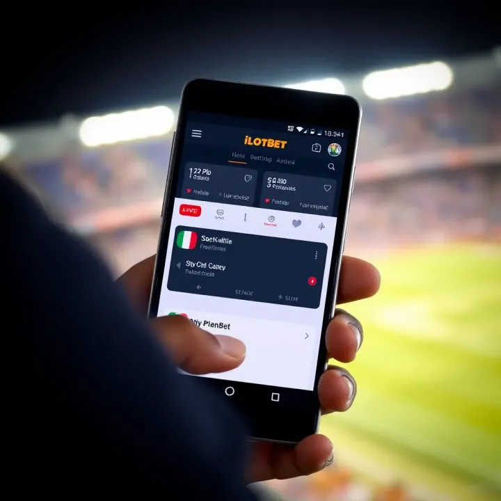 User navigating the iLOTBet app interface on an Android smartphone displaying betting options