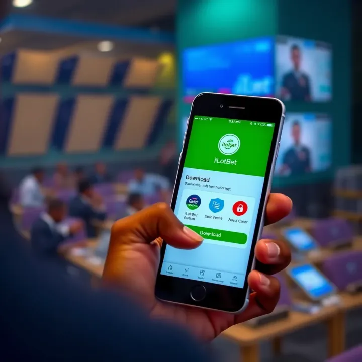 Smartphone displaying the iLotBet app download page with security icons