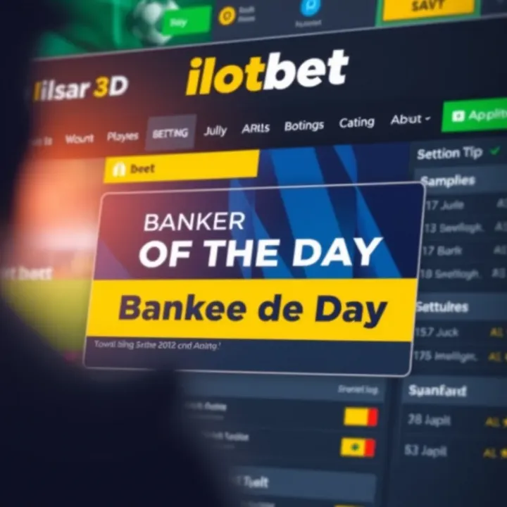 Graphic showing a highlighted sports betting tip labeled as Banker of the Day on a digital betting platform