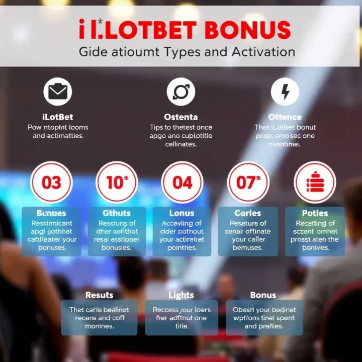 Graphic illustrating different types of iLotBet bonuses with activation tips