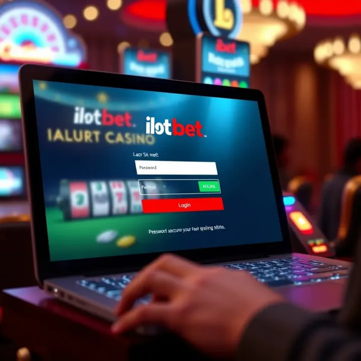 User interface showing iLotBet Casino login screen with secure password entry