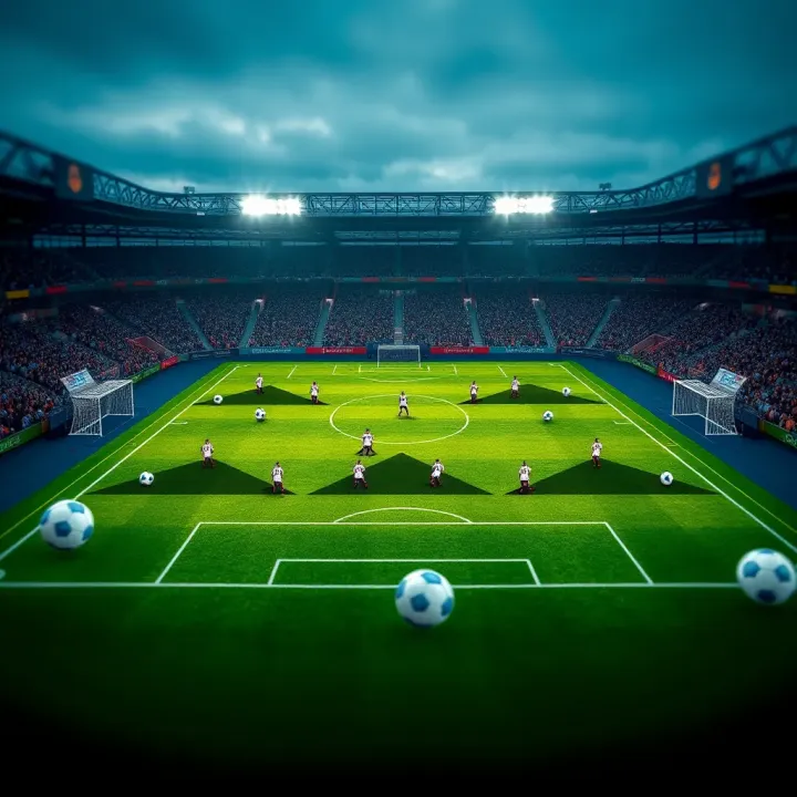 Football pitch with tactical formations indicating team strategies for Europa League match