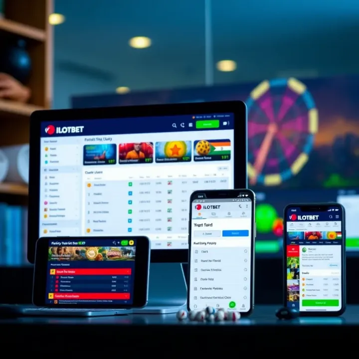 Desktop and mobile devices displaying Ilotbet Ghana betting options and account dashboard