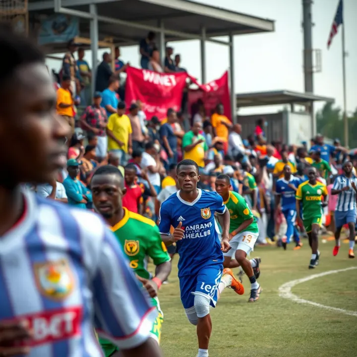 Vibrant local sports event in Ibadan with enthusiastic crowd and players in action