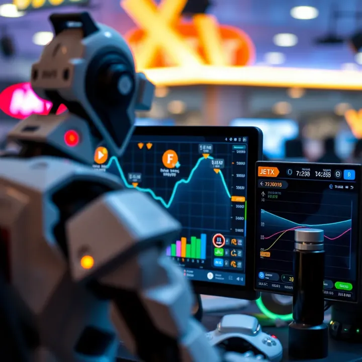 Automated Strategy for JetX Game Using Ilotbet Bot Illustration showing automated JetX game strategy on a digital interface