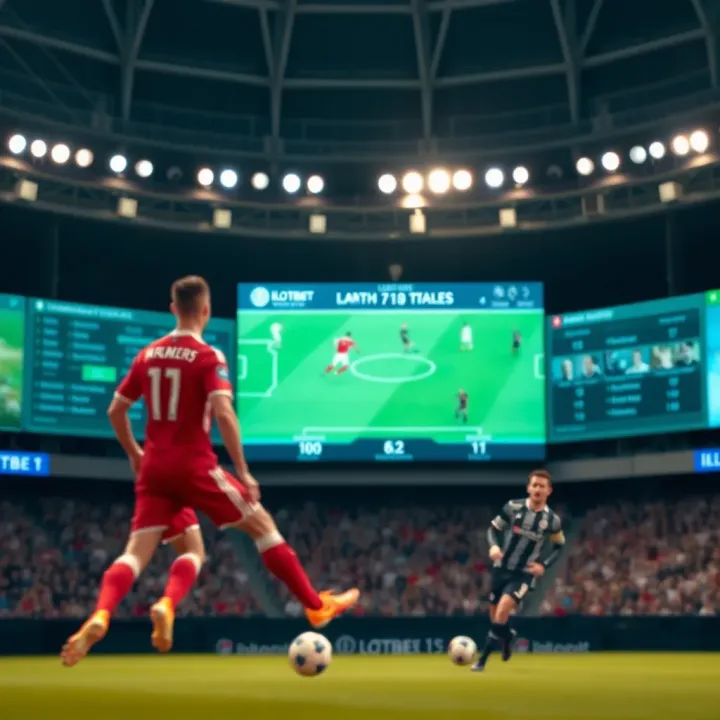 Live sports broadcast interface displaying a football match with real-time statistics