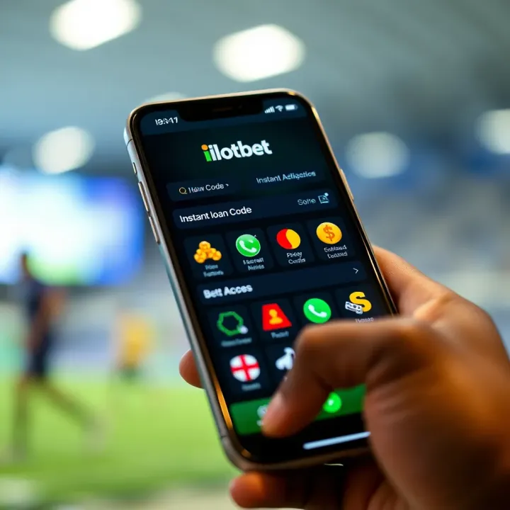 Mobile phone displaying Ilotbet loan code interface with betting icons