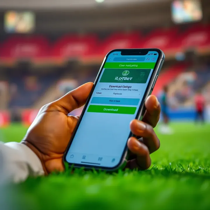 Mobile phone displaying the iLotBet app download screen with clear navigation options