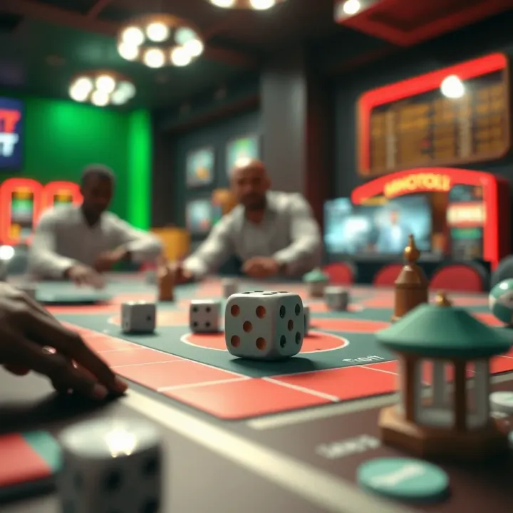 Strategic Elements and Winning Approaches in Ilotbet Monopoly Live for Nigerian Users Strategic gameplay scene highlighting dice roll and property acquisition in an online betting setting