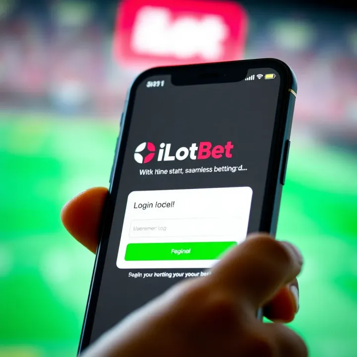 Smartphone showing the iLotBet app login screen with username and password fields
