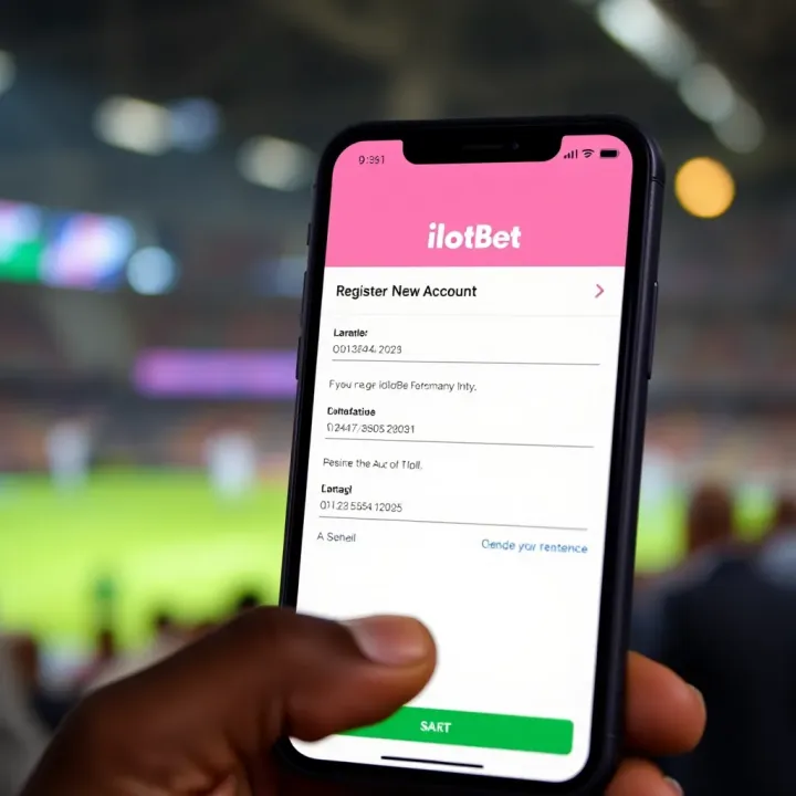 Mobile phone screen displaying the iLotBet Nigeria app registration page with fields to enter user details