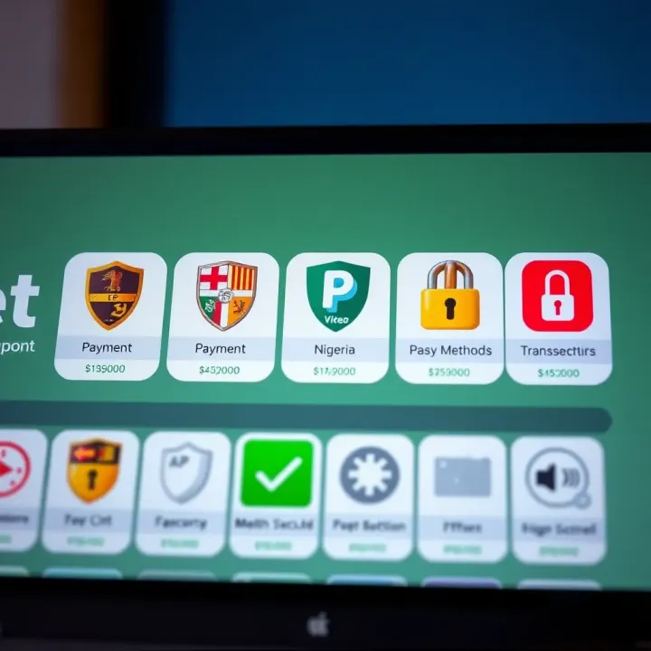 Payment methods icons commonly used in Nigeria displayed alongside secure transaction indicators on a desktop screen