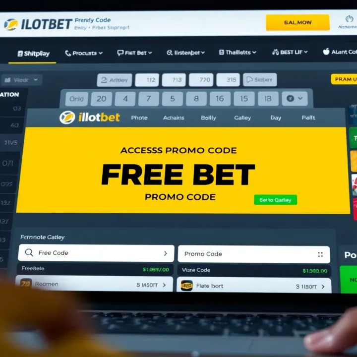Illustration of a digital betting platform interface highlighting the free bet promo code entry section