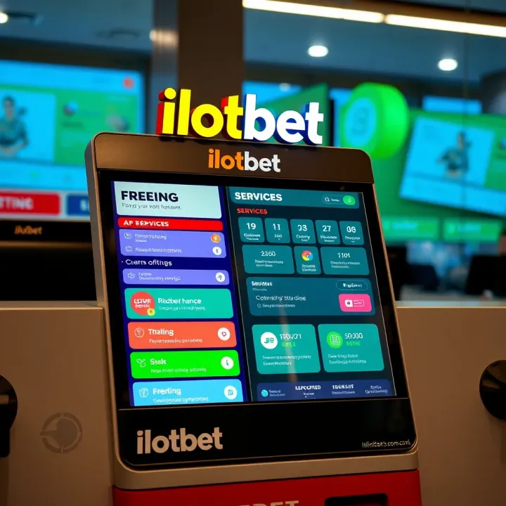 A sleek betting terminal displaying Ilotbet services and payment options