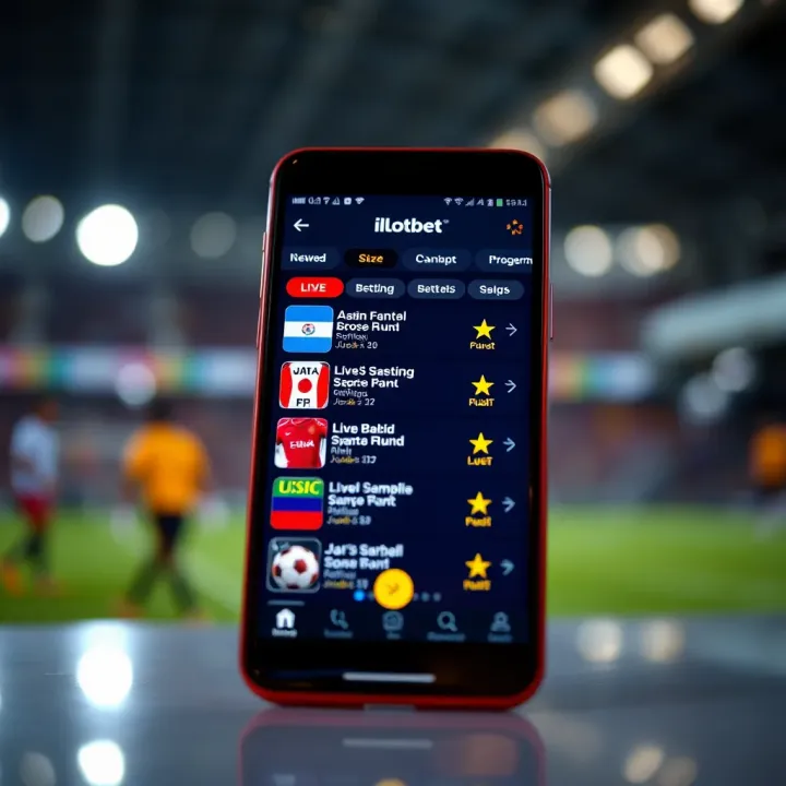 Ilotbet sports app interface showcasing live betting options on a smartphone screen