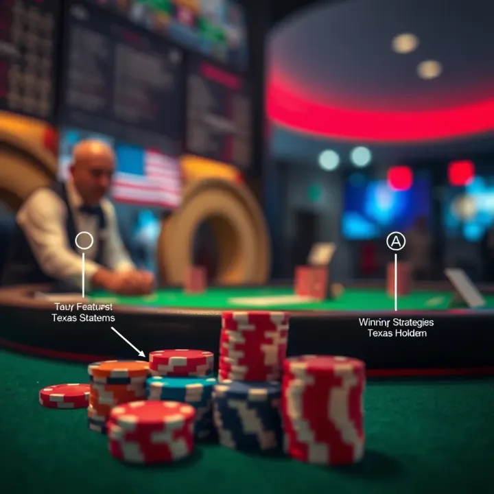 Diagram highlighting key features and winning strategies for playing Texas Holdem on ilotbet