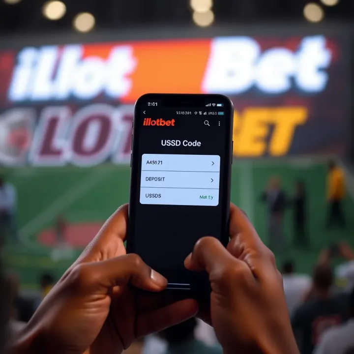Mobile phone displaying USSD code entry screen for deposit on iLotBet