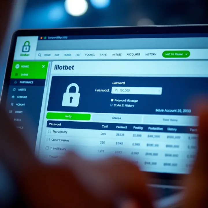 Secure account management screen on Ilotbet web app showing password protection and transaction history