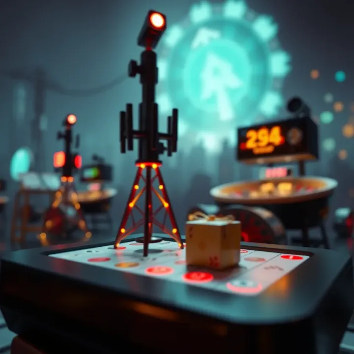 Illustration of mobile network signals and casino icons symbolizing connectivity and gaming