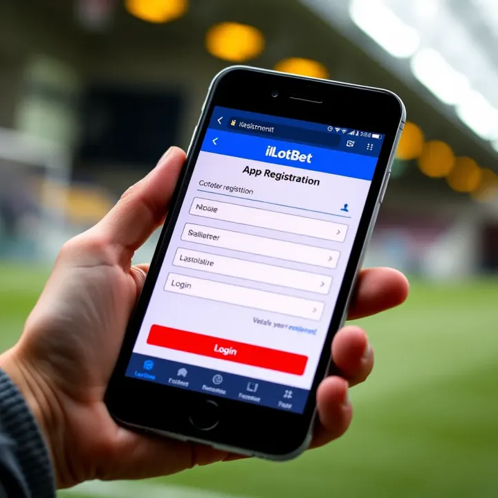 Mobile device displaying the ILotBet app registration screen with form fields