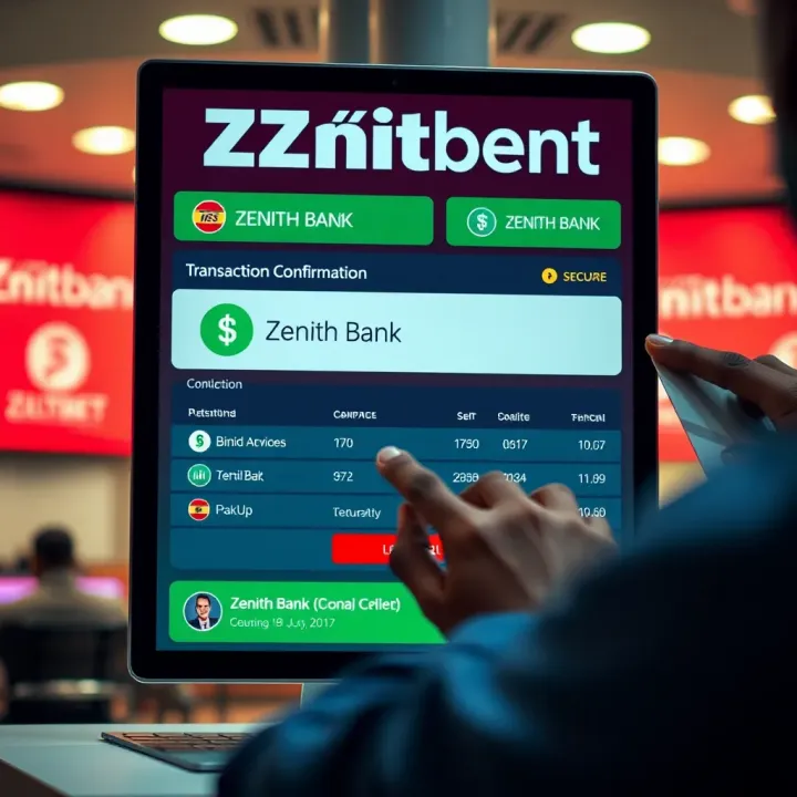 Secure online payment interface showing transaction confirmation between Ilotbet and Zenith Bank