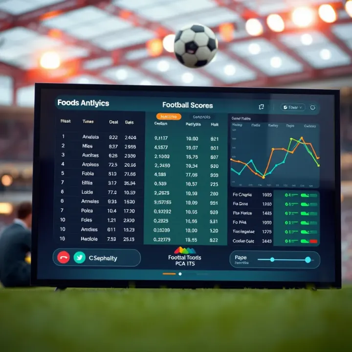 Football Match Data Analysis for Accurate Score Predictions Detailed football match statistics and data analysis on a digital screen
