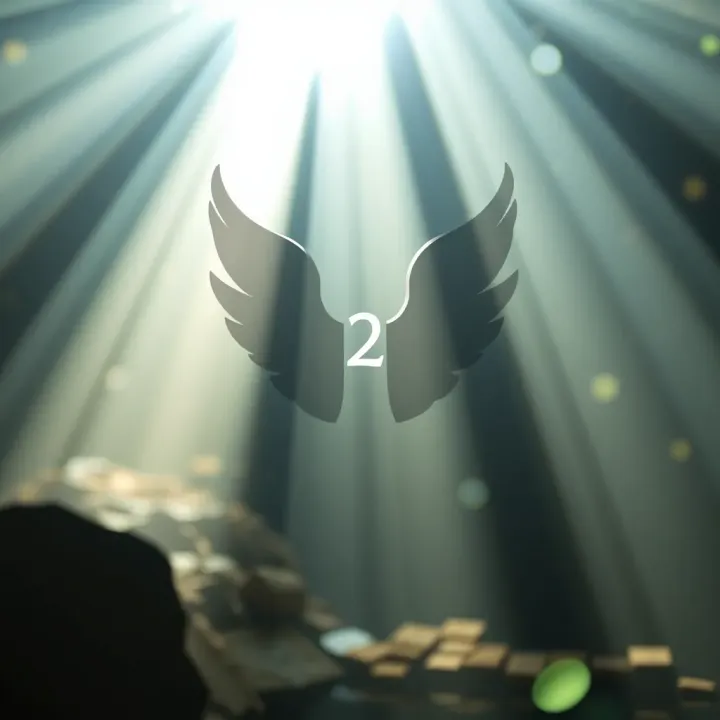 Spiritual symbols and light beams representing angelic guidance and numerology