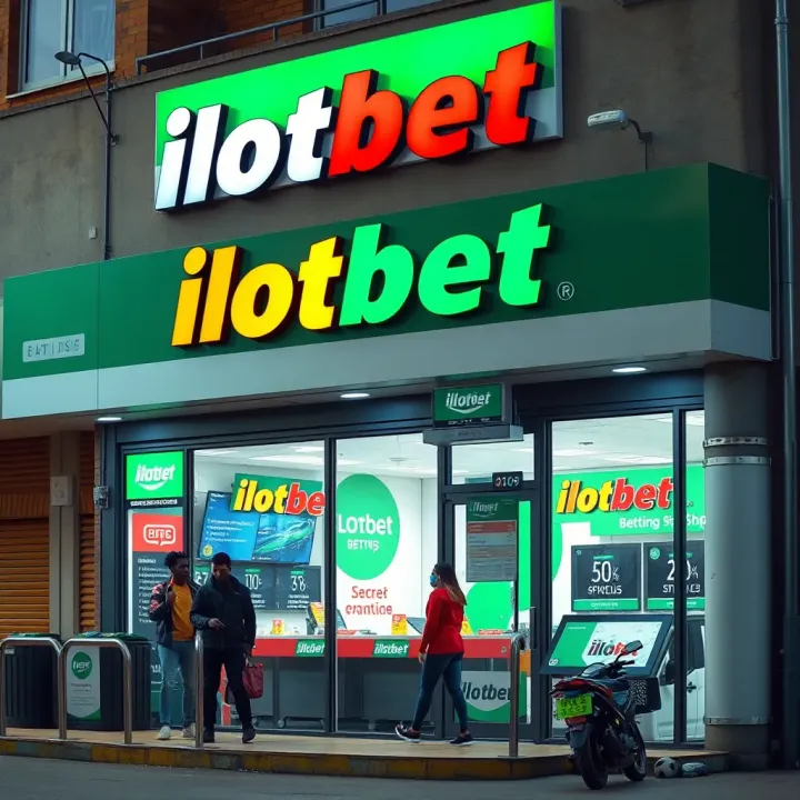 Exterior view of an Ilotbet betting shop with signage and customers outside