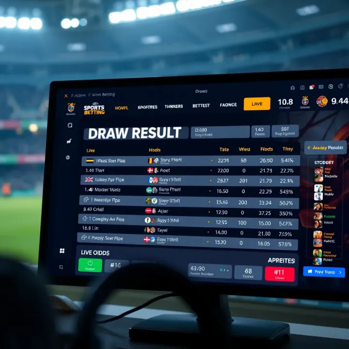 Illustration of a digital sports betting platform showing live odds and draw results for Nigerian bettors