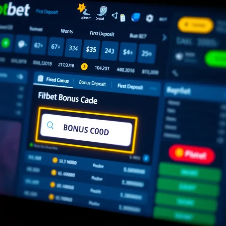 Illustration showing a digital betting platform with a highlighted bonus code entry field