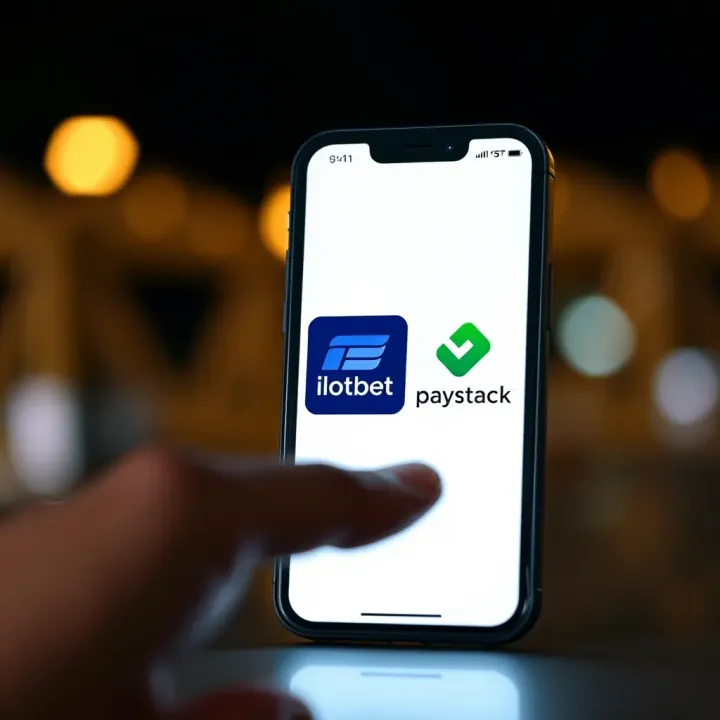 Ilotbet and Paystack Payment Gateway on Mobile Device Digital payment interface showing Ilotbet and Paystack logos with a mobile device