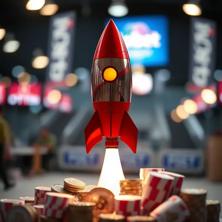 Illustration showing a dynamic rocket symbolizing rapid growth and increasing rewards in online sports betting
