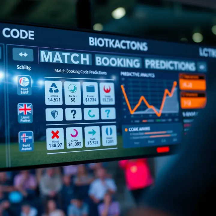 Graphic showing match booking code symbols and predictive analytics charts